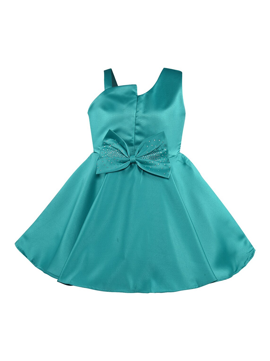 

Wish Karo Green Satin Fit & Flare Dress