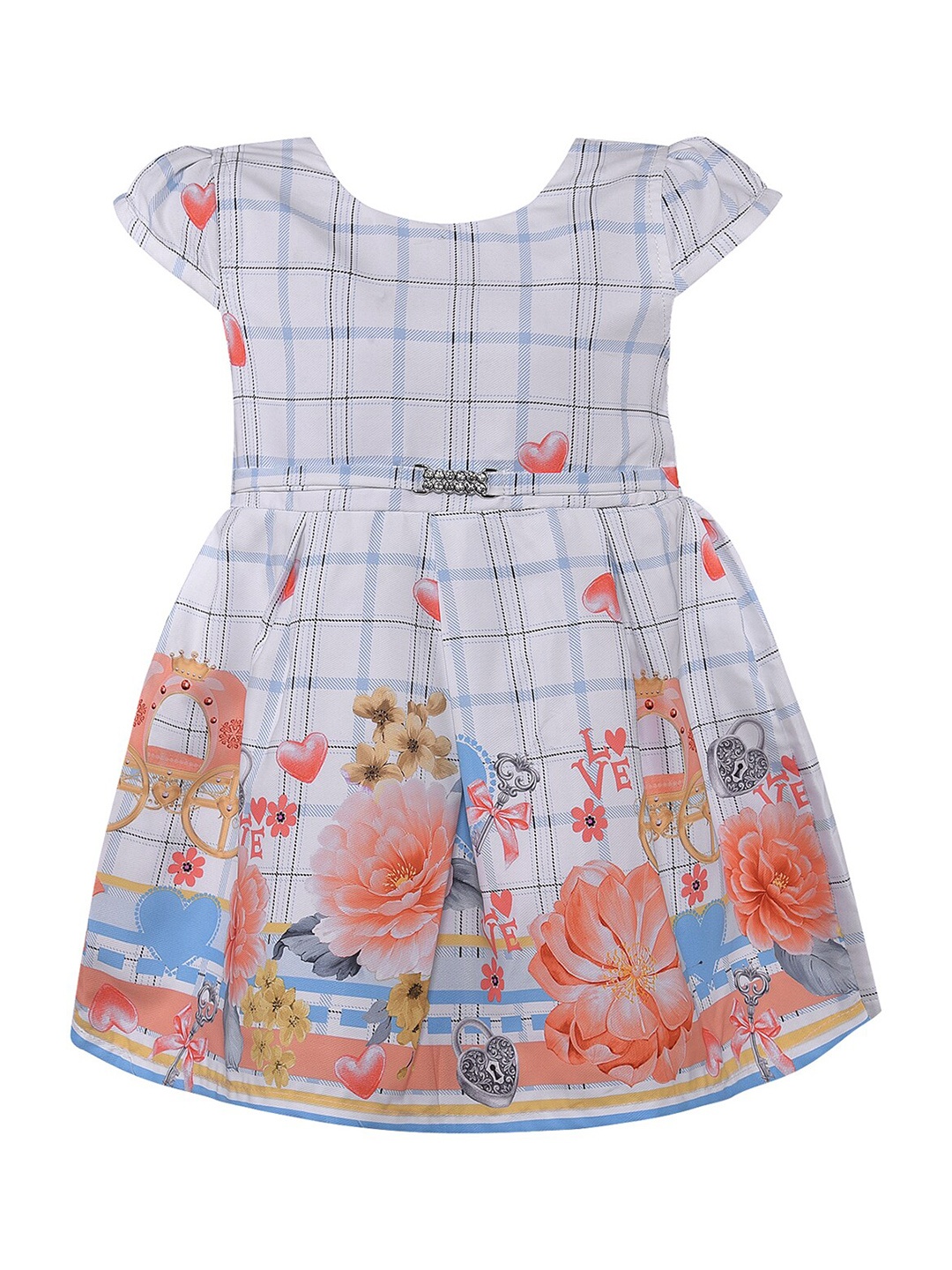 

Wish Karo Blue Floral Print Satin Fit & Flare Dress