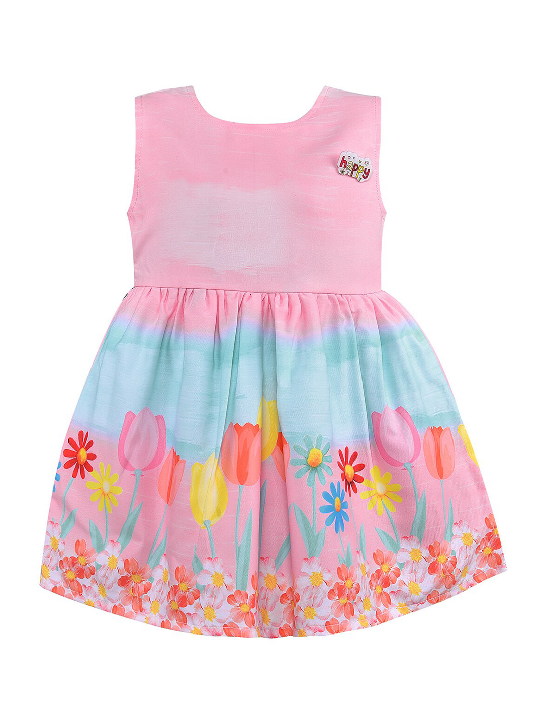 

Wish Karo Pink Print Satin A-Line Dress