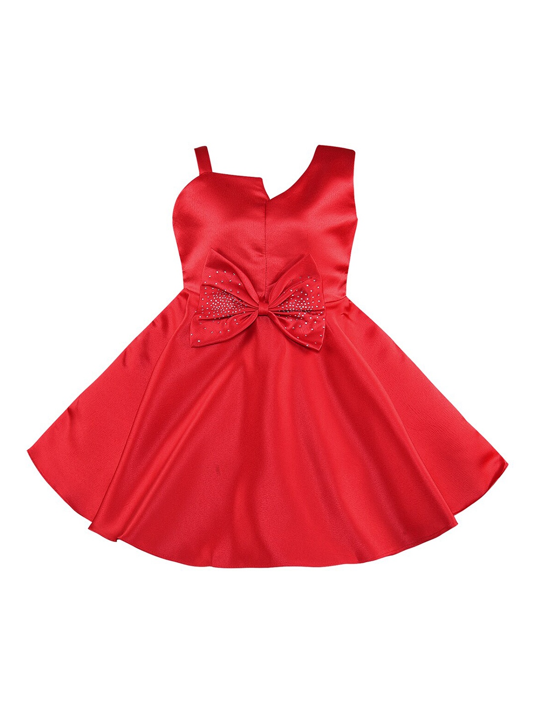 

Wish Karo Red Satin Fit & Flare Dress