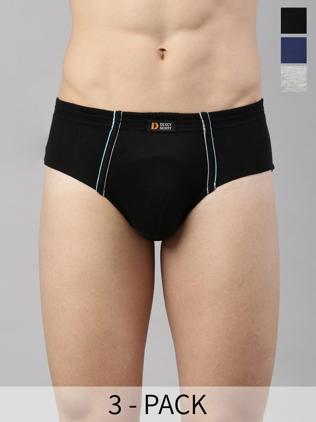 

DIXCY SCOTT Pack Of 3 Pure Cotton Ribbed Basic Briefs DSO-SALSA-BRF-P3-ASST, Blue