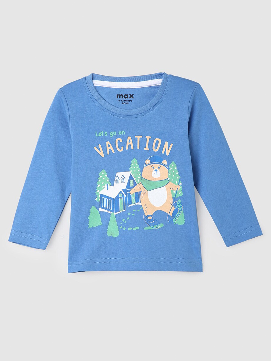 

max Boys Graphic Printed Pure Cotton T-shirt, Blue