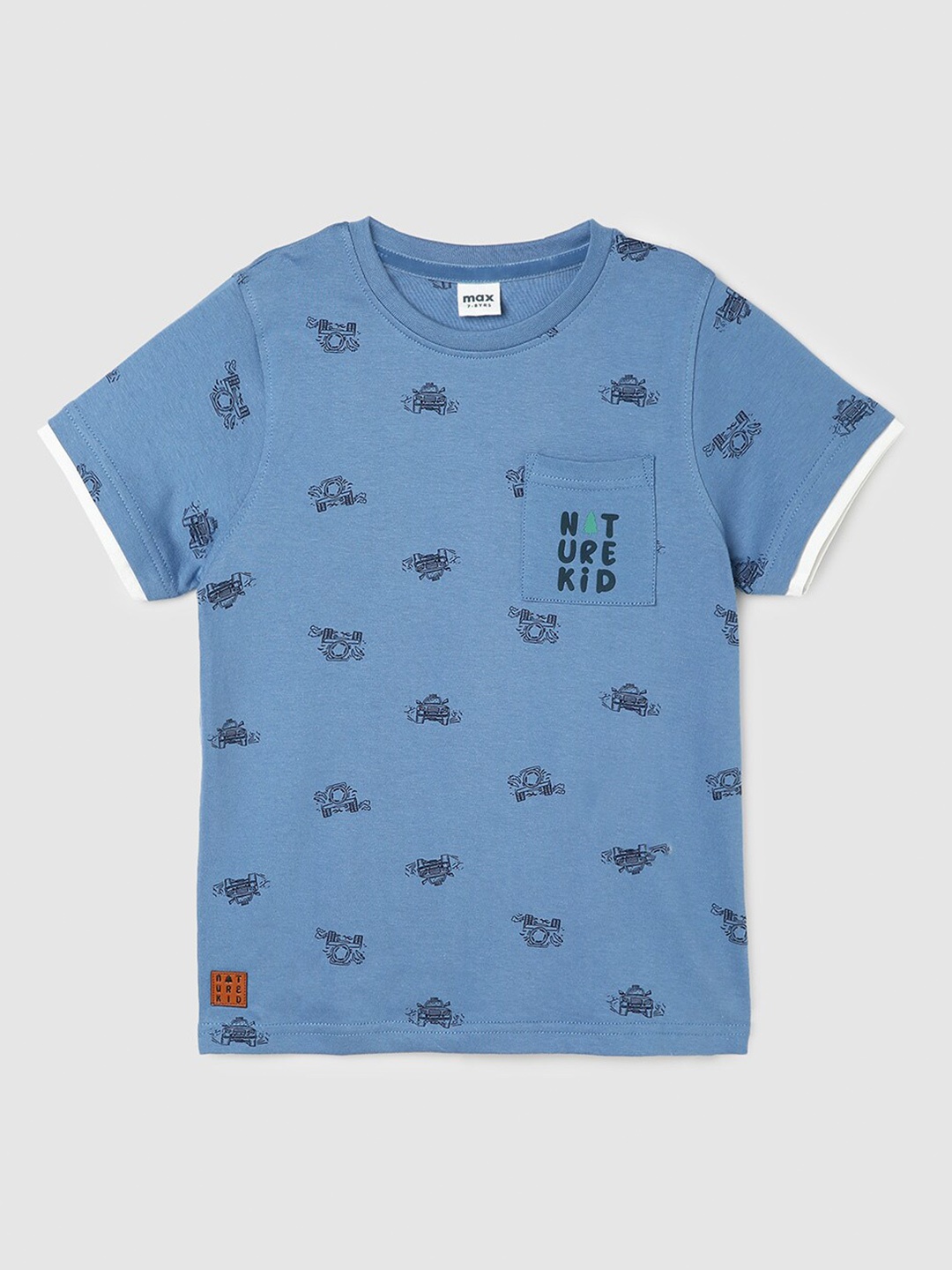 

max Boys Conversational Printed Pure Cotton T-shirt, Blue