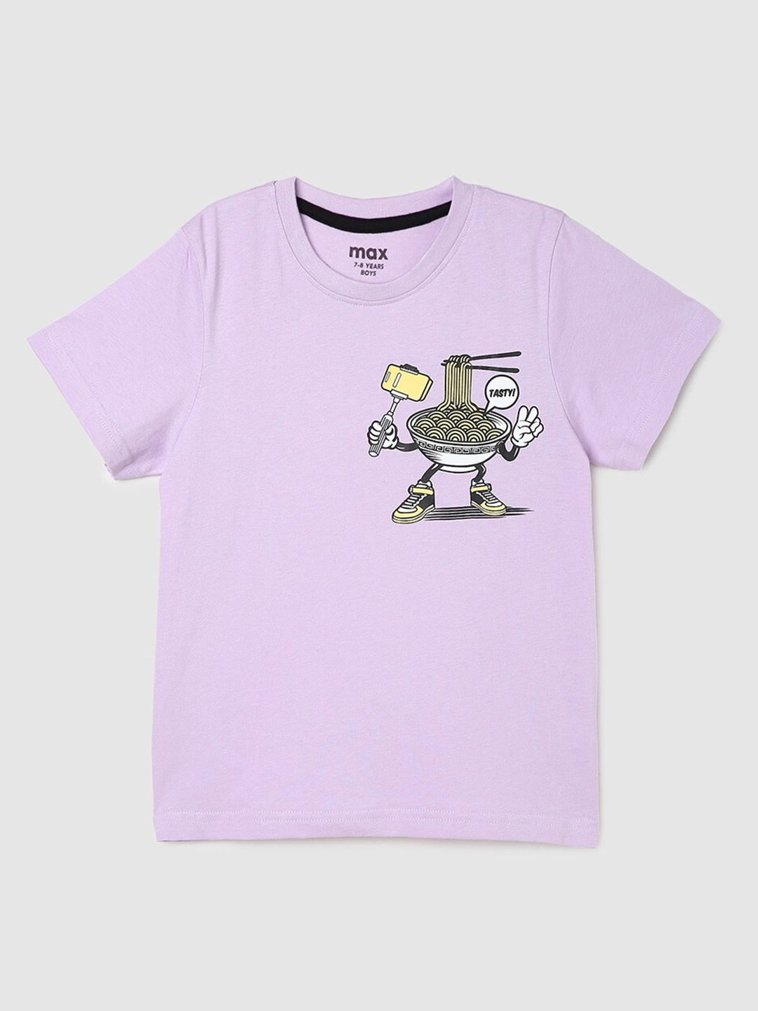 

max Boys Graphic Printed Pure Cotton T-shirt, Purple