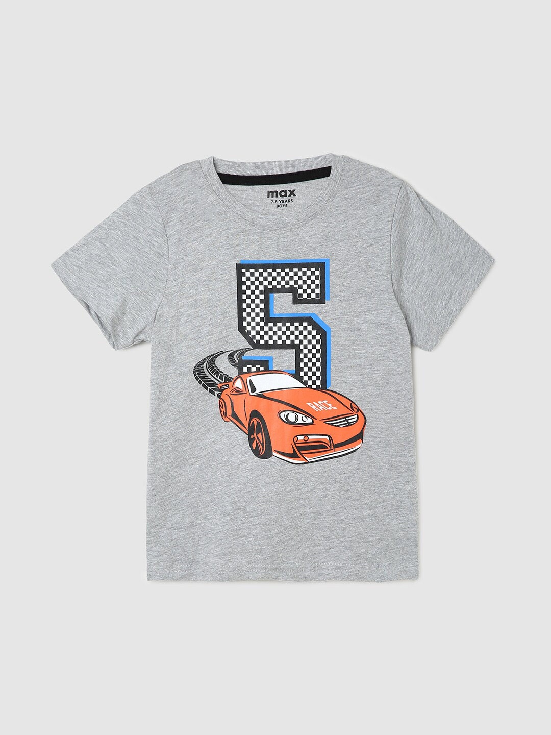 

max Boys Grey Graphic Printed Pure Cotton T-shirt