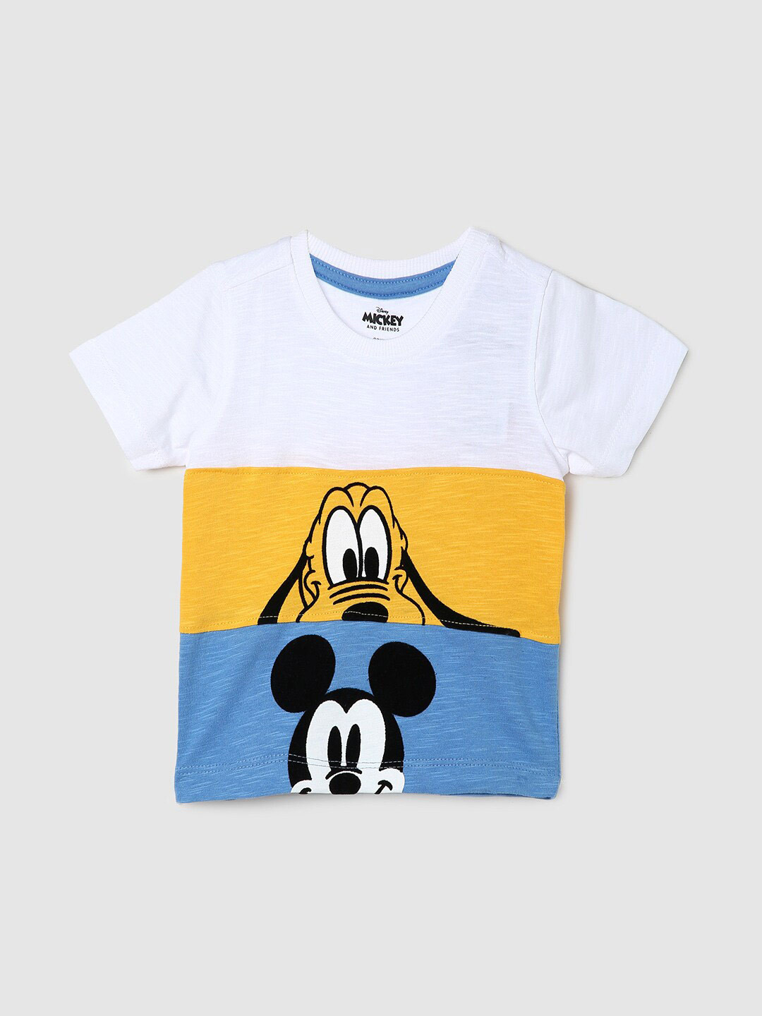 

max Boys Mickey Mouse Printed Pure Cotton T-shirt, White