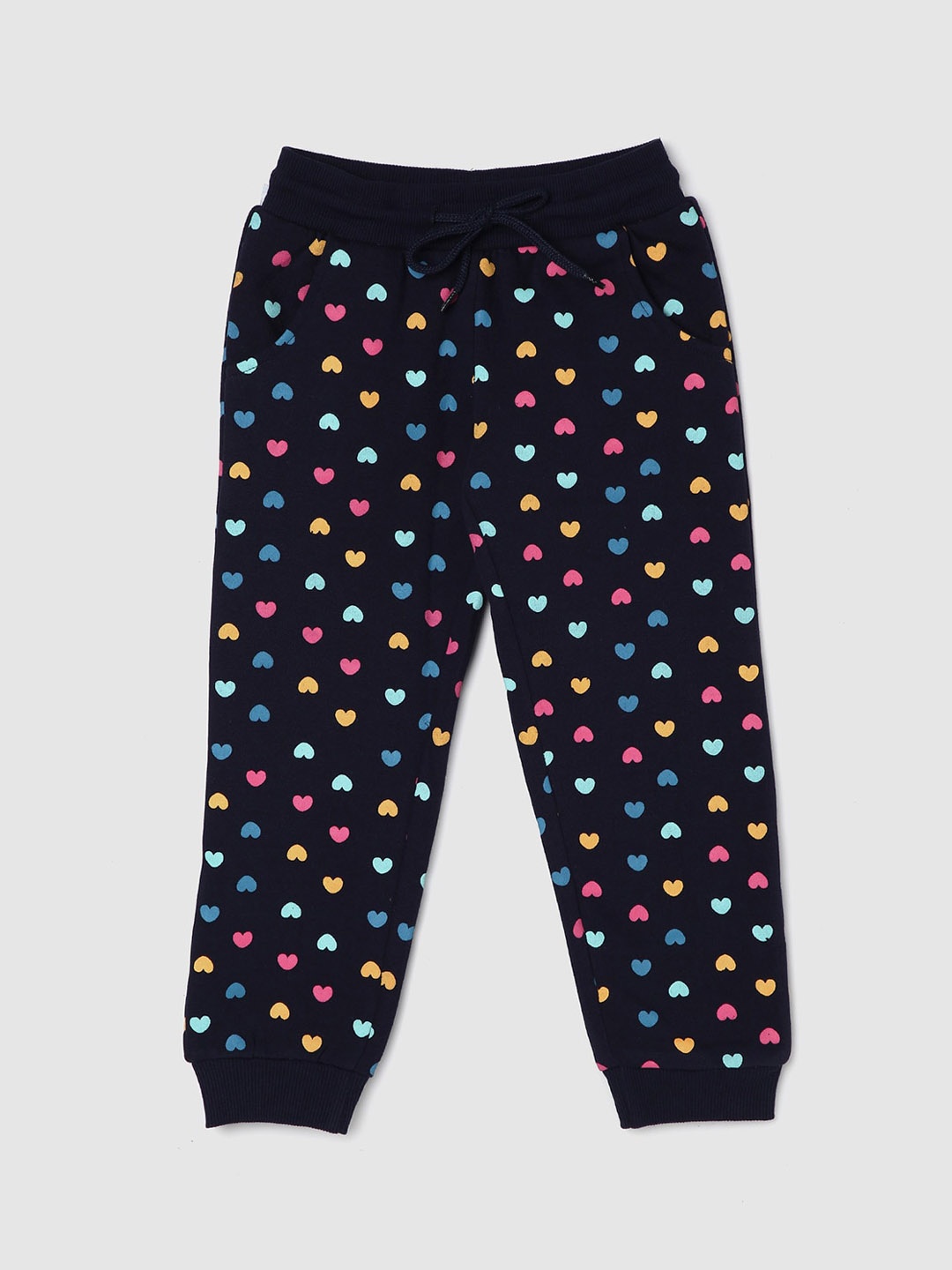 

max Girls Conversational Printed Joggers, Navy blue