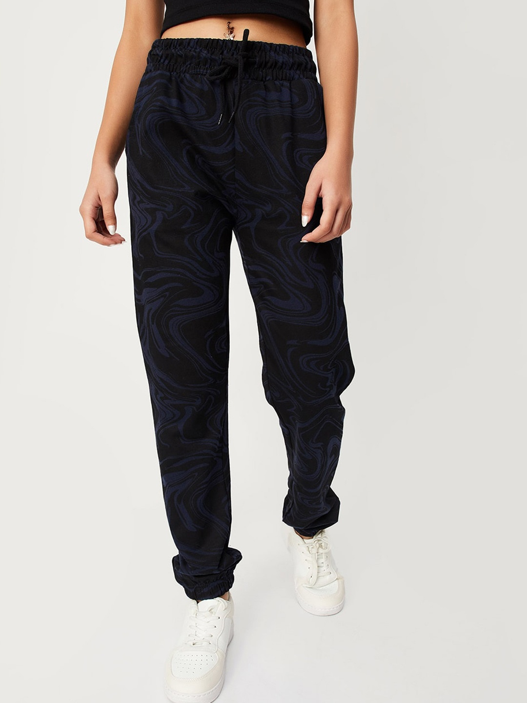 

max Girls Mid-Rise Pure Cotton Joggers, Black