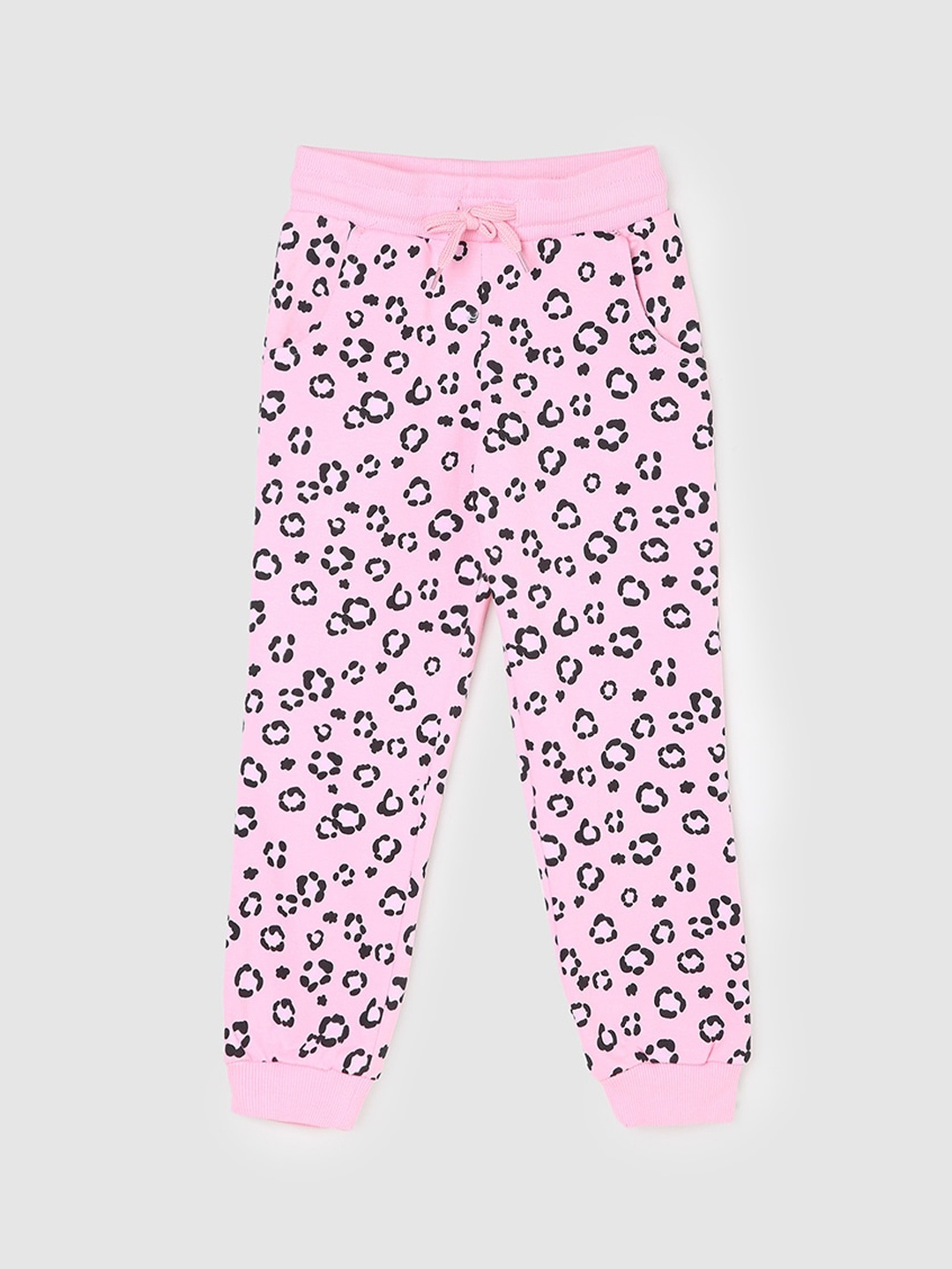 

max Girls Animal Printed Pure Cotton Joggers, Pink
