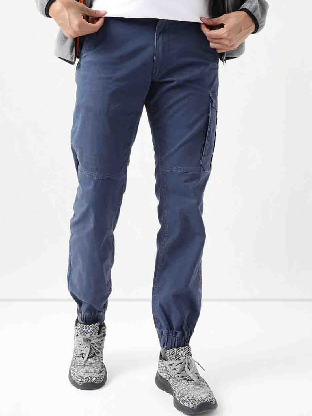

Wildcraft Men Relaxed Mid-Rise Cotton Joggers, Blue