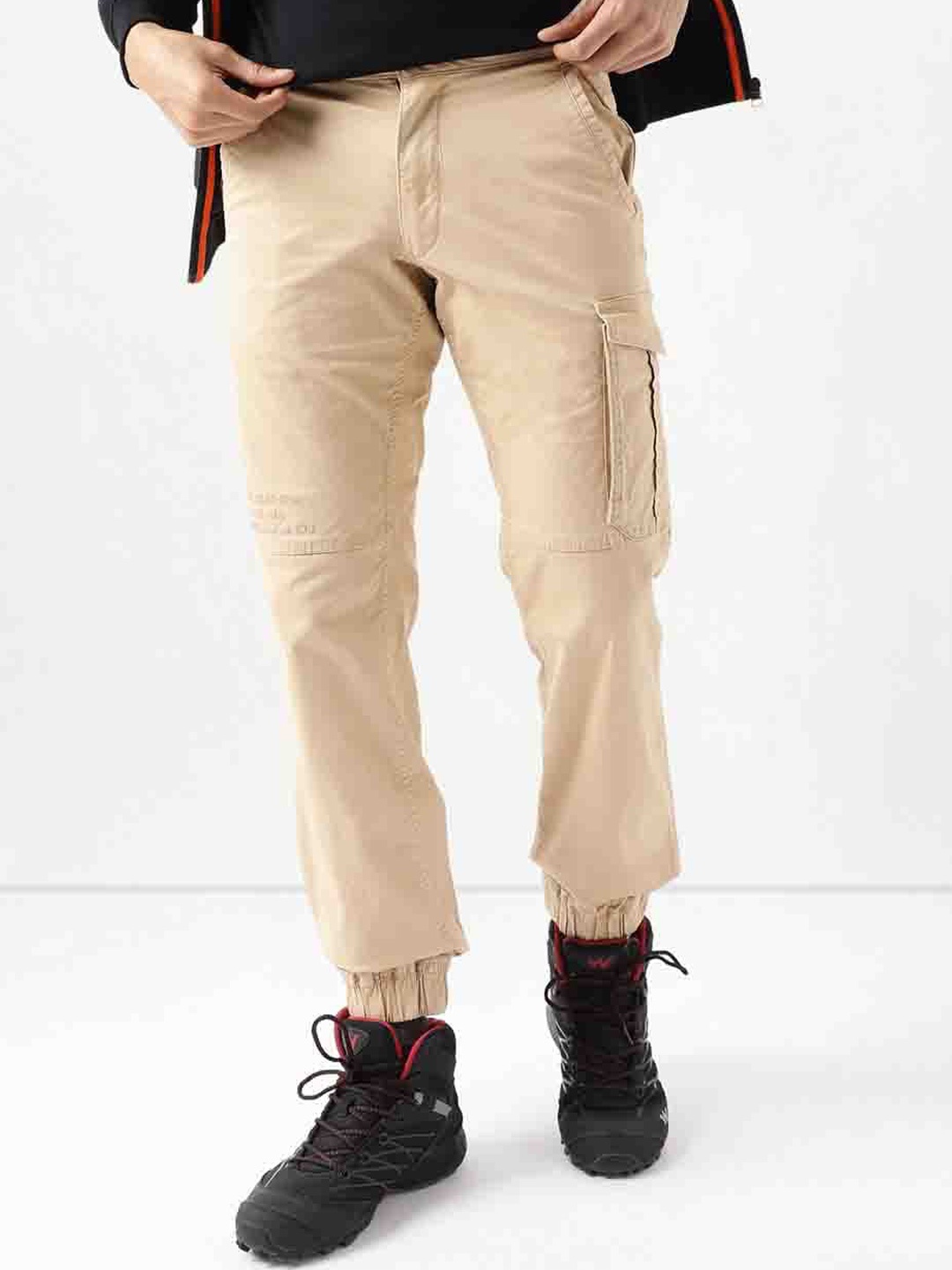 

Wildcraft Men Relaxed Mid Rise Cargo Joggers, Khaki