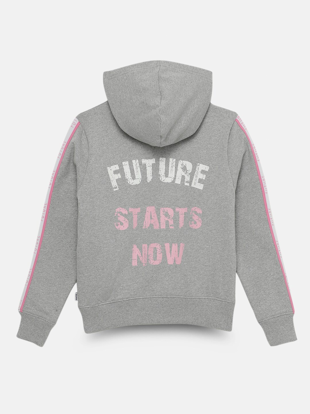 

mackly Girls Typography Printed Hooded Pullover Sweatshirt, Grey