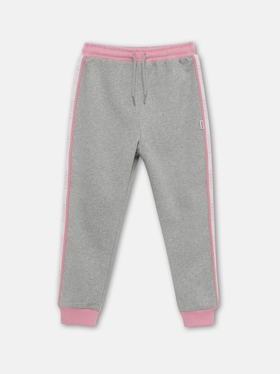 

mackly Girls Mid-Rise Striped Joggers, Grey