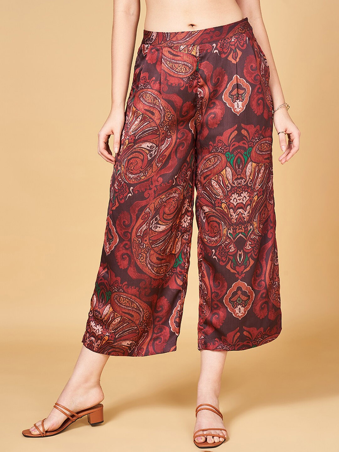 

Honey by Pantaloons Women Ethnic Motifs Printed Culottes, Brown