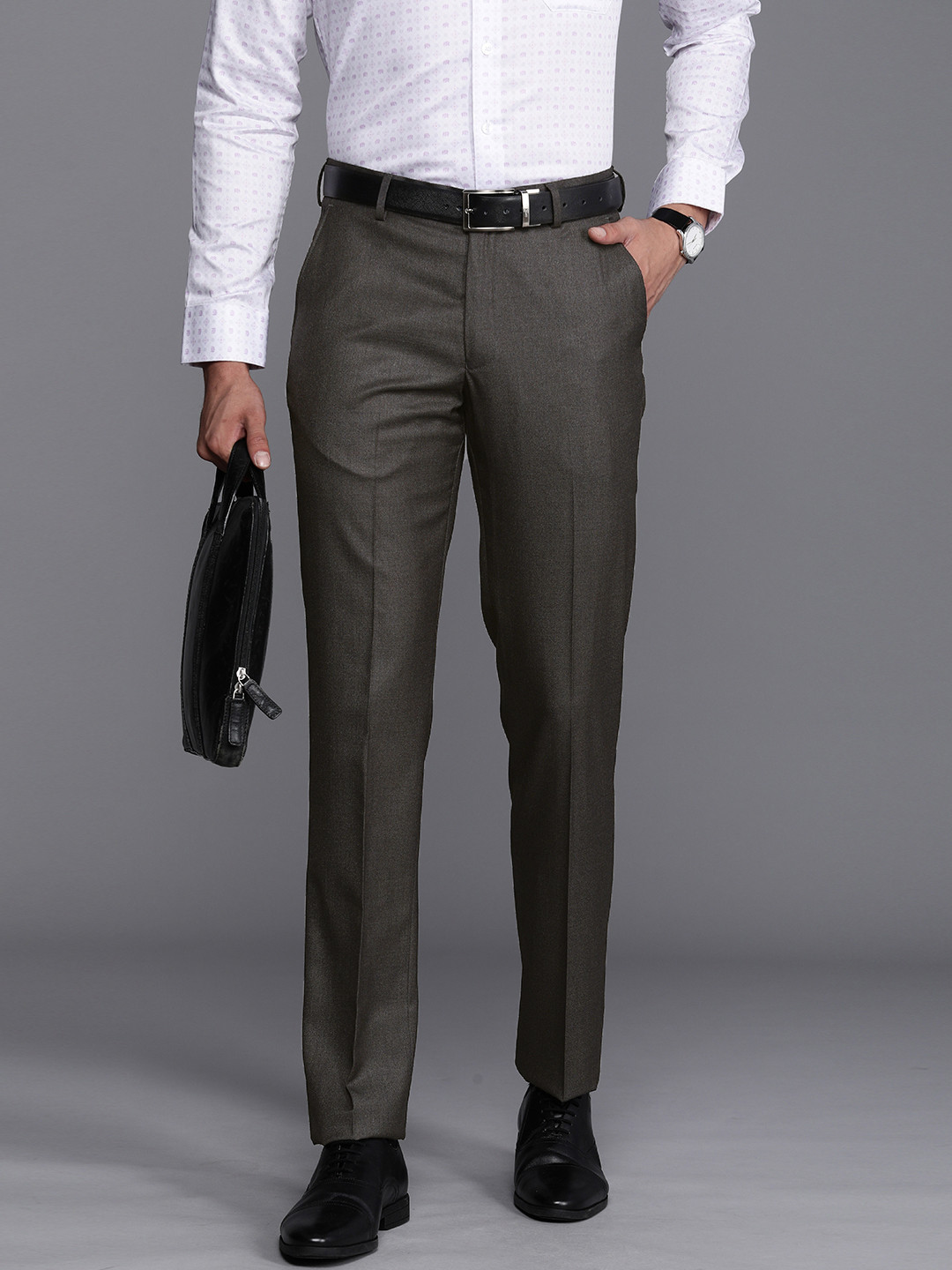 

Louis Philippe Men Mid-Rise Slim Fit Trousers, Grey