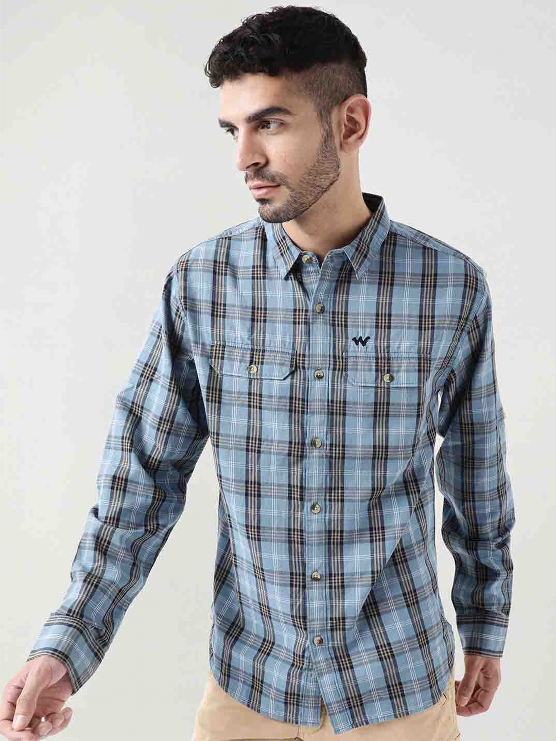 

Wildcraft Comfort Tartan Checked Cotton Casual Shirt, Blue