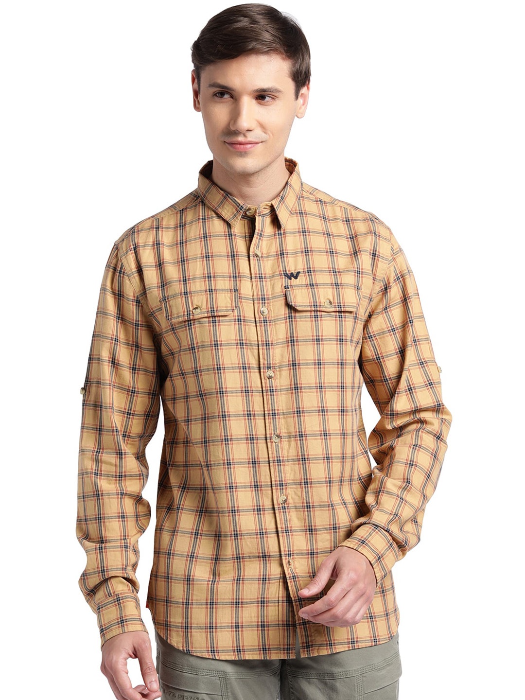 

Wildcraft Comfort Checked Cotton Casual Shirt, Khaki