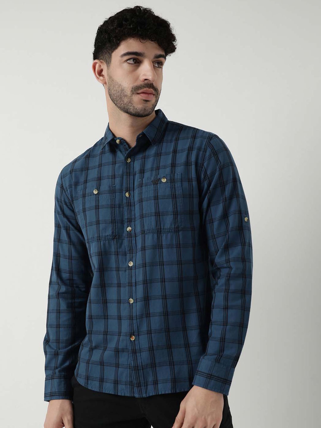 

Wildcraft Comfort Tartan Checked Cotton Casual Shirt, Teal