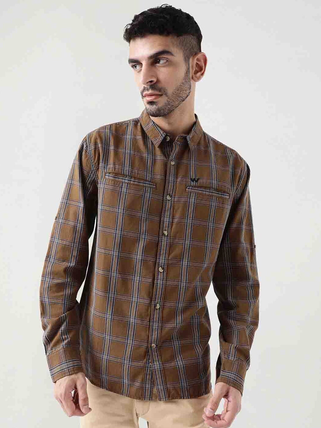 

Wildcraft Comfort Tartan Checked Cotton Casual Shirt, Brown