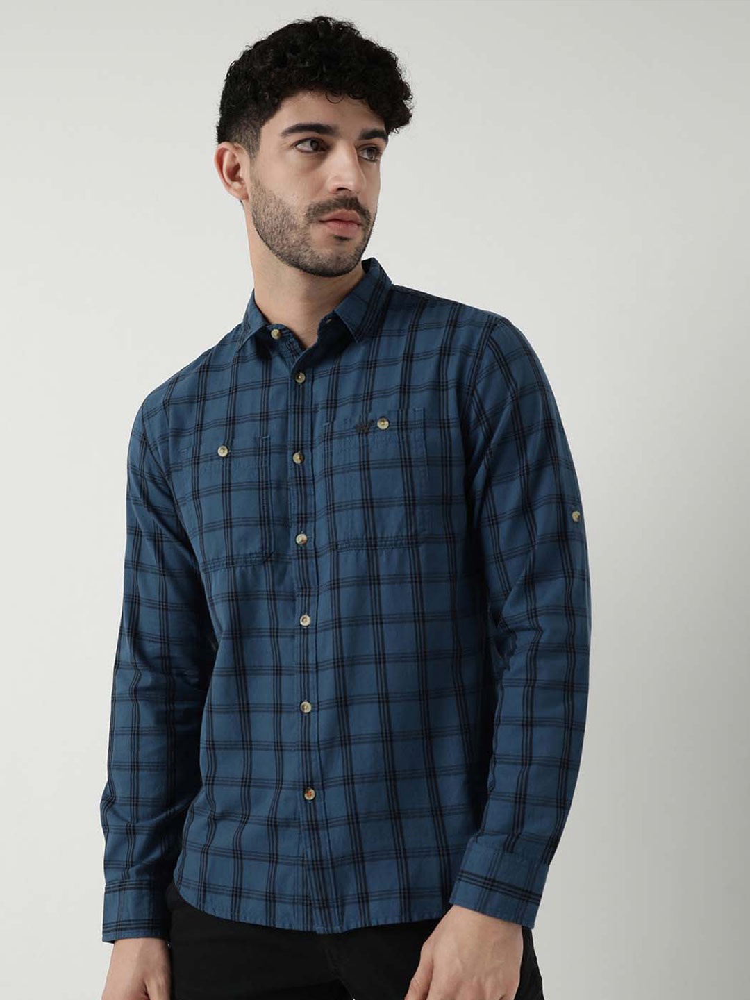 

Wildcraft Comfort Tartan Checked Cotton Casual Shirt, Teal