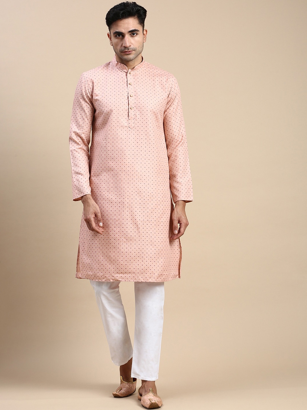 

Rishika Micro Ditsy Printed Pure Cotton Kurta with Pyjamas, Orange