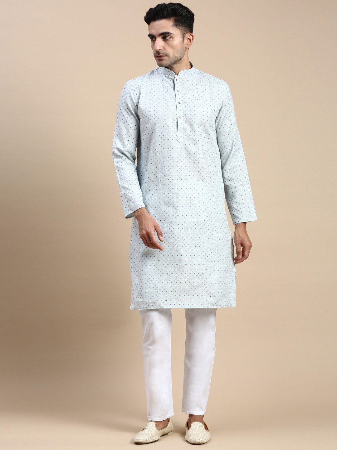 

Rishika Geometric Printed Regular Pure Cotton Kurta With Pyjama, Blue