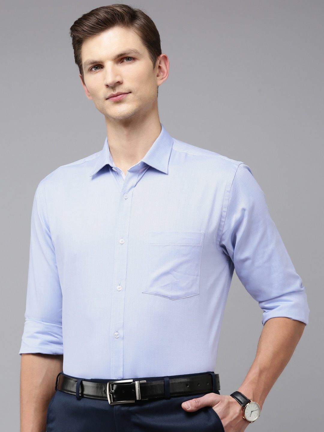 

Park Avenue Slim Fit Pure Cotton Formal Shirt, Blue