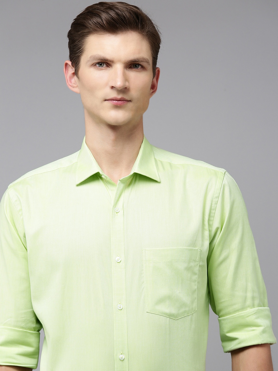 

Park Avenue Pure Cotton Slim Fit Opaque Formal Shirt, Green