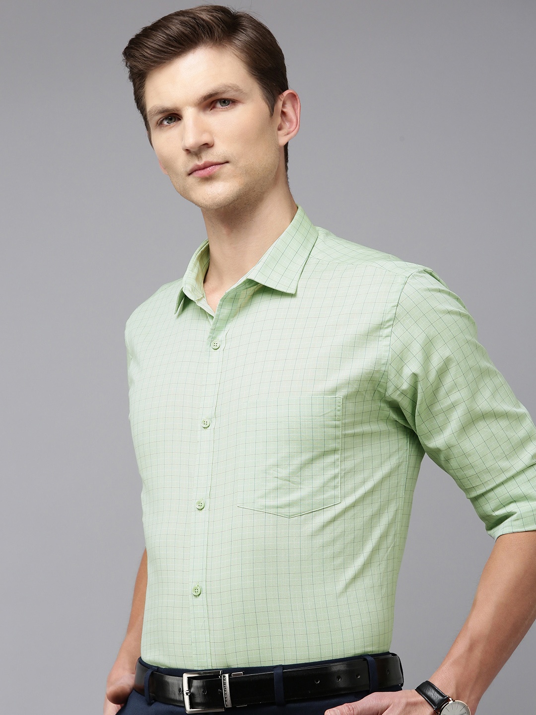 

Park Avenue Slim Fit Pure Cotton Formal Shirt, Green