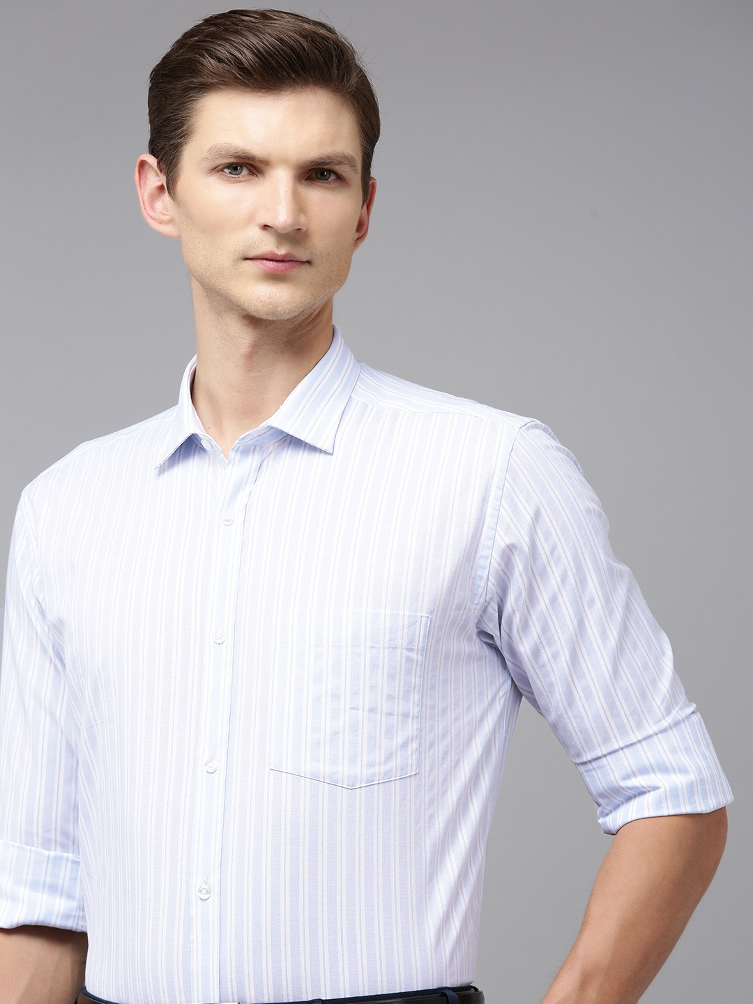 

Park Avenue Pure Cotton Slim Fit Striped Formal Shirt, White