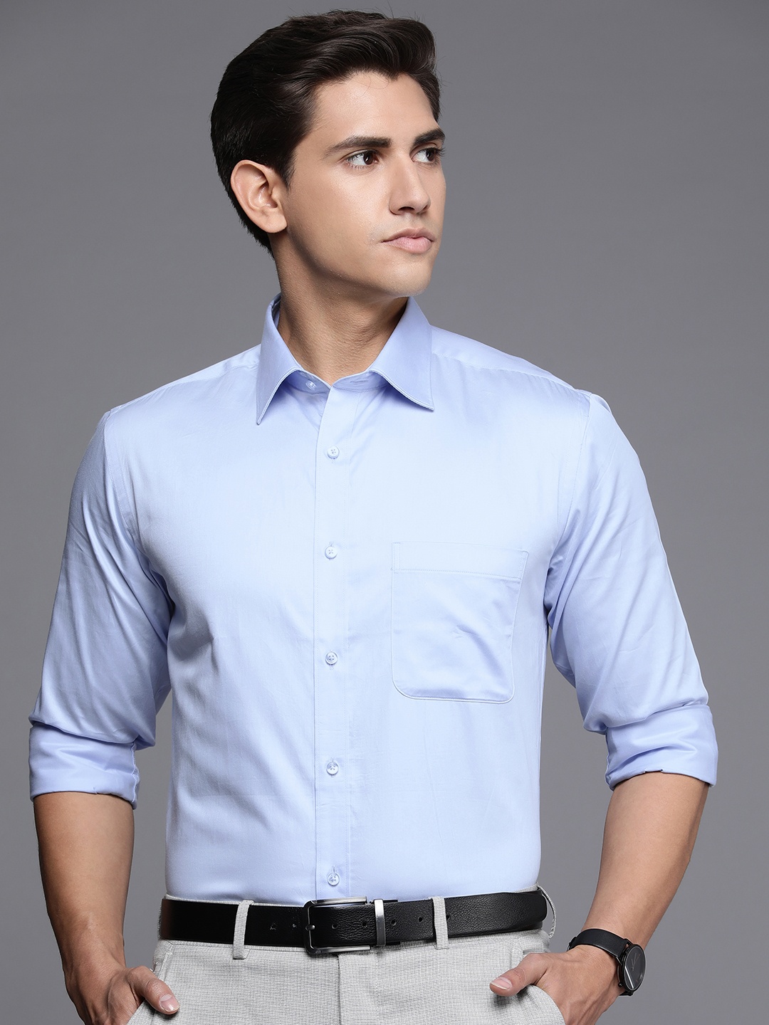 

Raymond Pure Cotton Slim Fit Opaque Formal Shirt, Blue