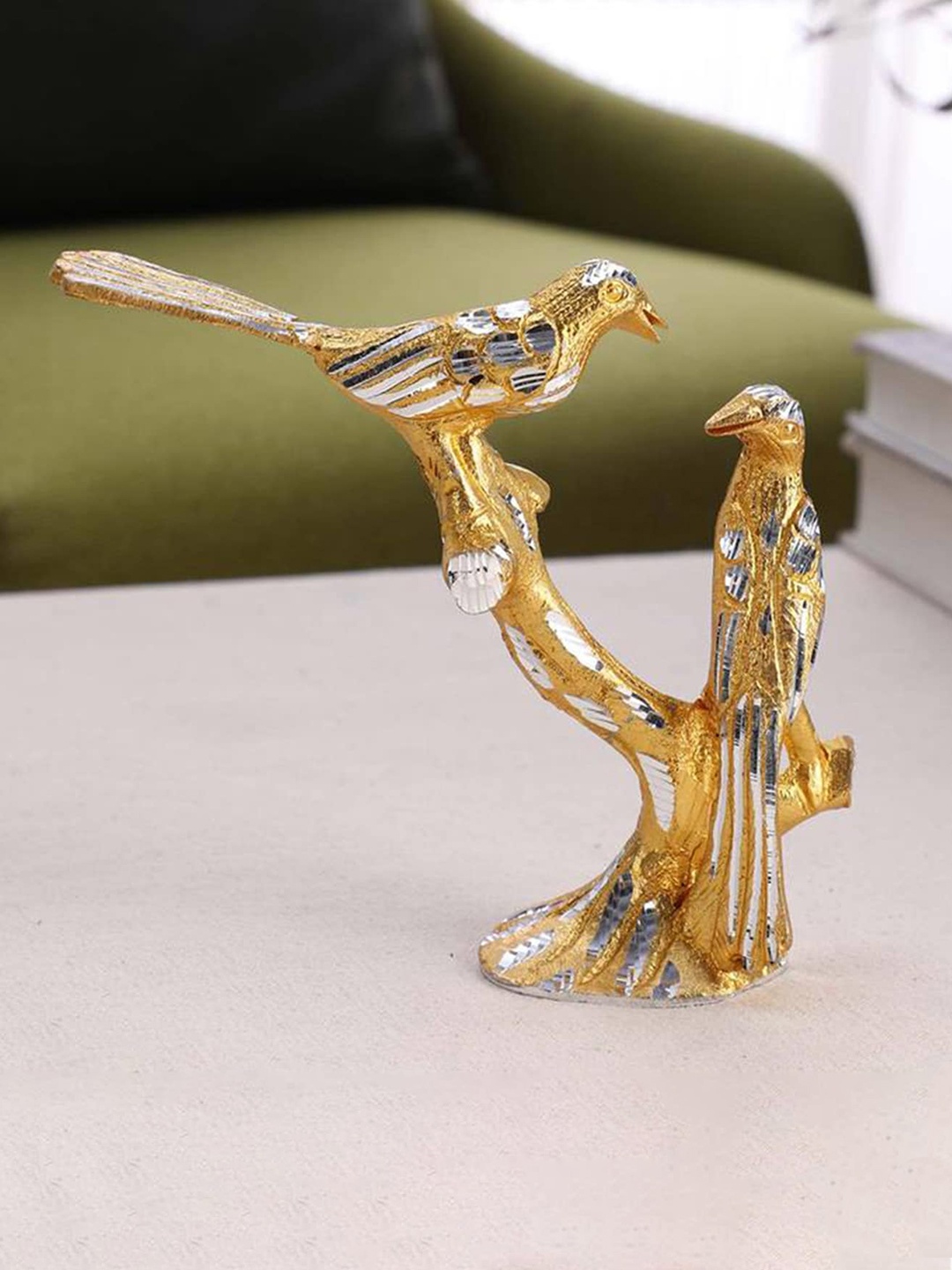 

Aawiclo Gold Toned Textured Metal Figurine Birds Showpiece