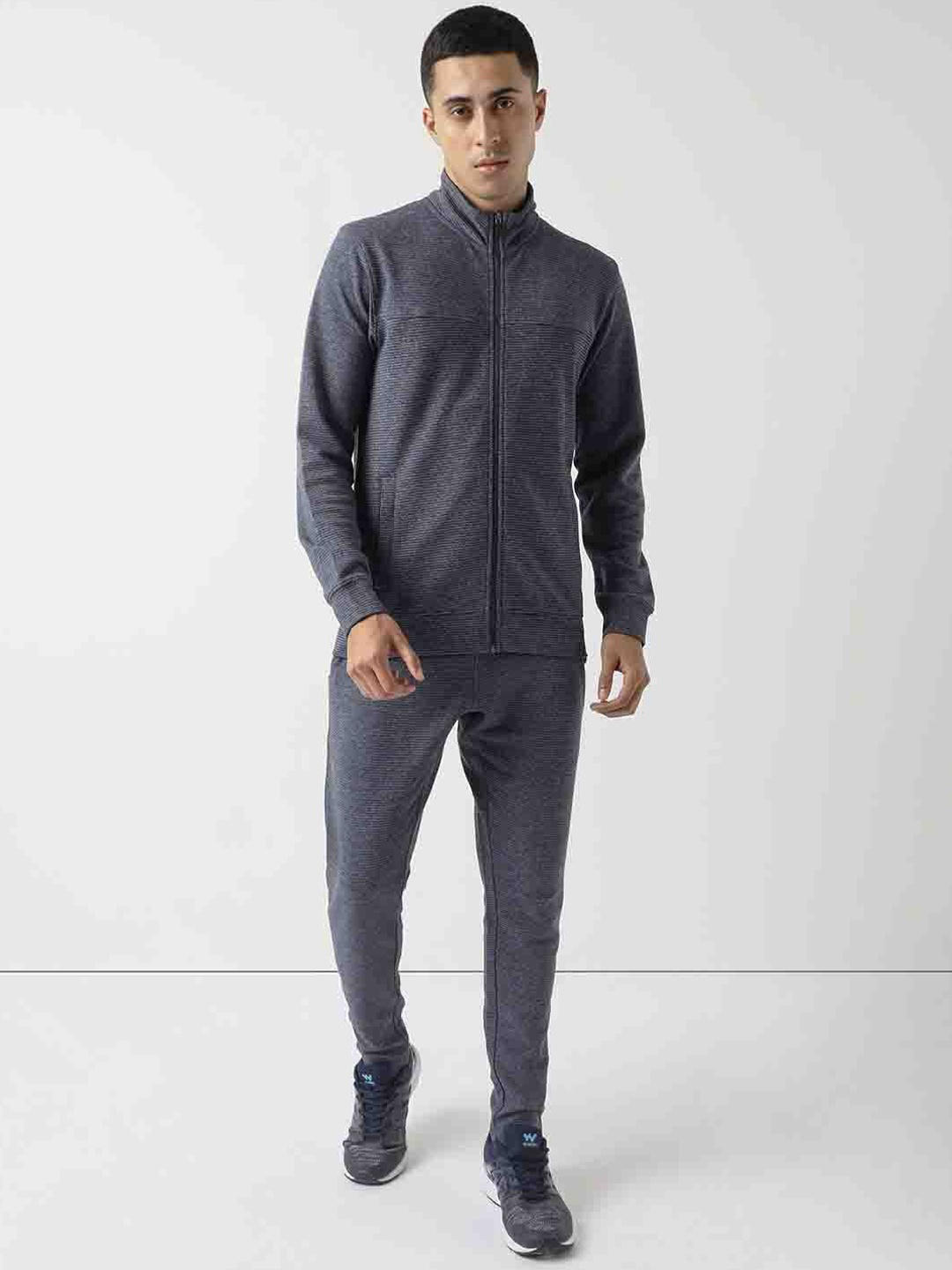 

Wildcraft Mock Collar Mid-Rise Tracksuit, Navy blue