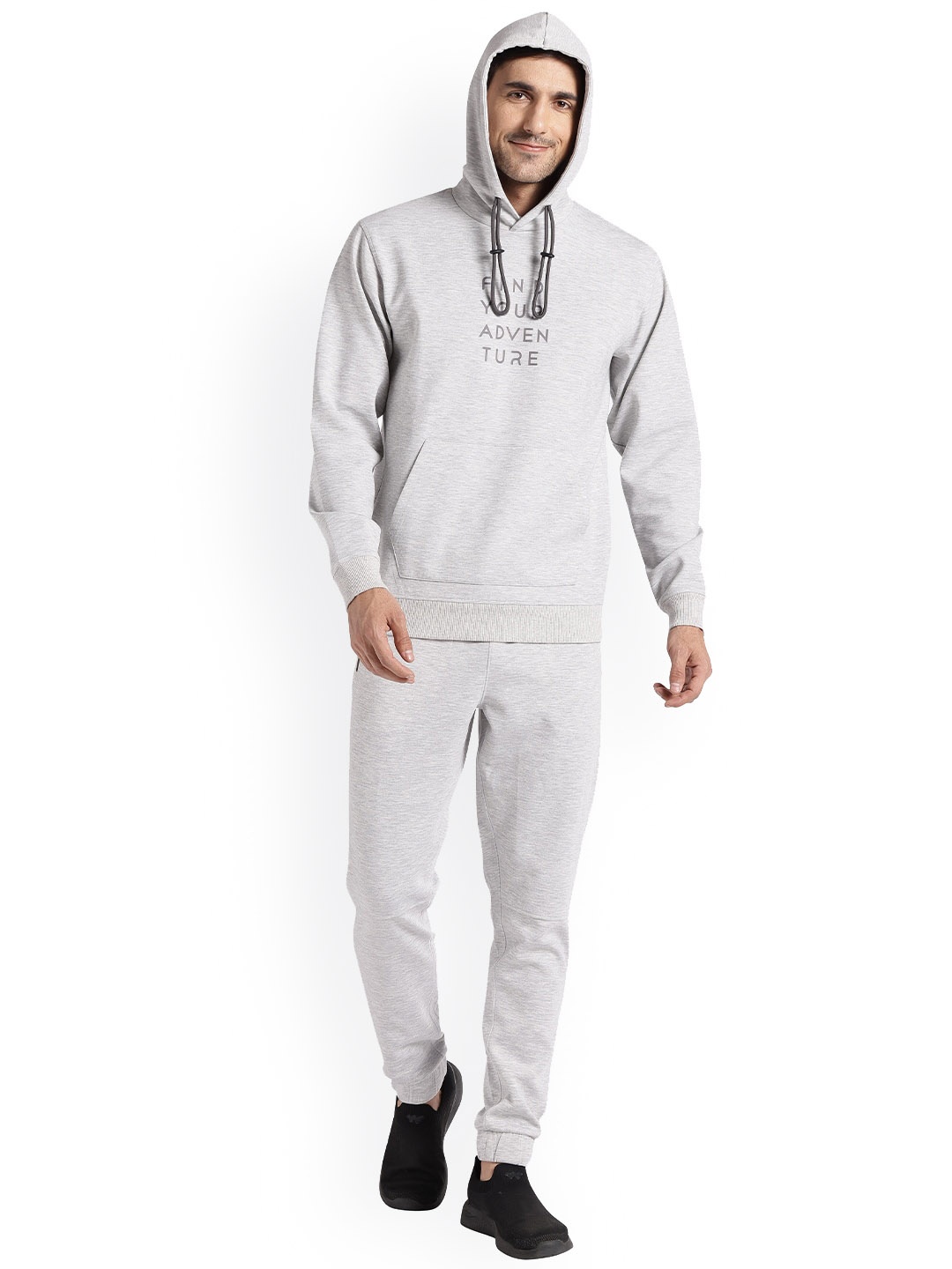 

Wildcraft Printed Hood Neck Tracksuit, Grey