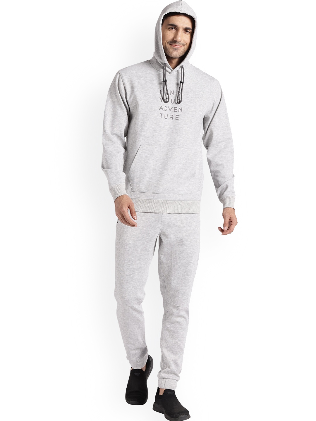 

Wildcraft Cotton Printed Hood Tracksuit, Grey