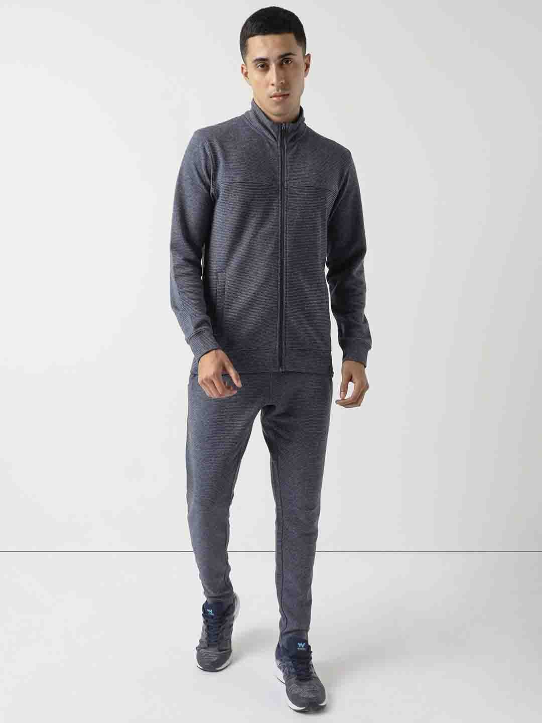

Wildcraft Self Design Mock Collar Tracksuit, Navy blue
