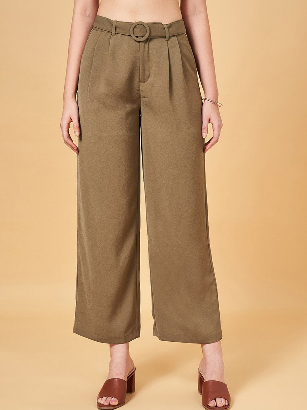 

Honey by Pantaloons Women Mid Rise Trousers, Olive