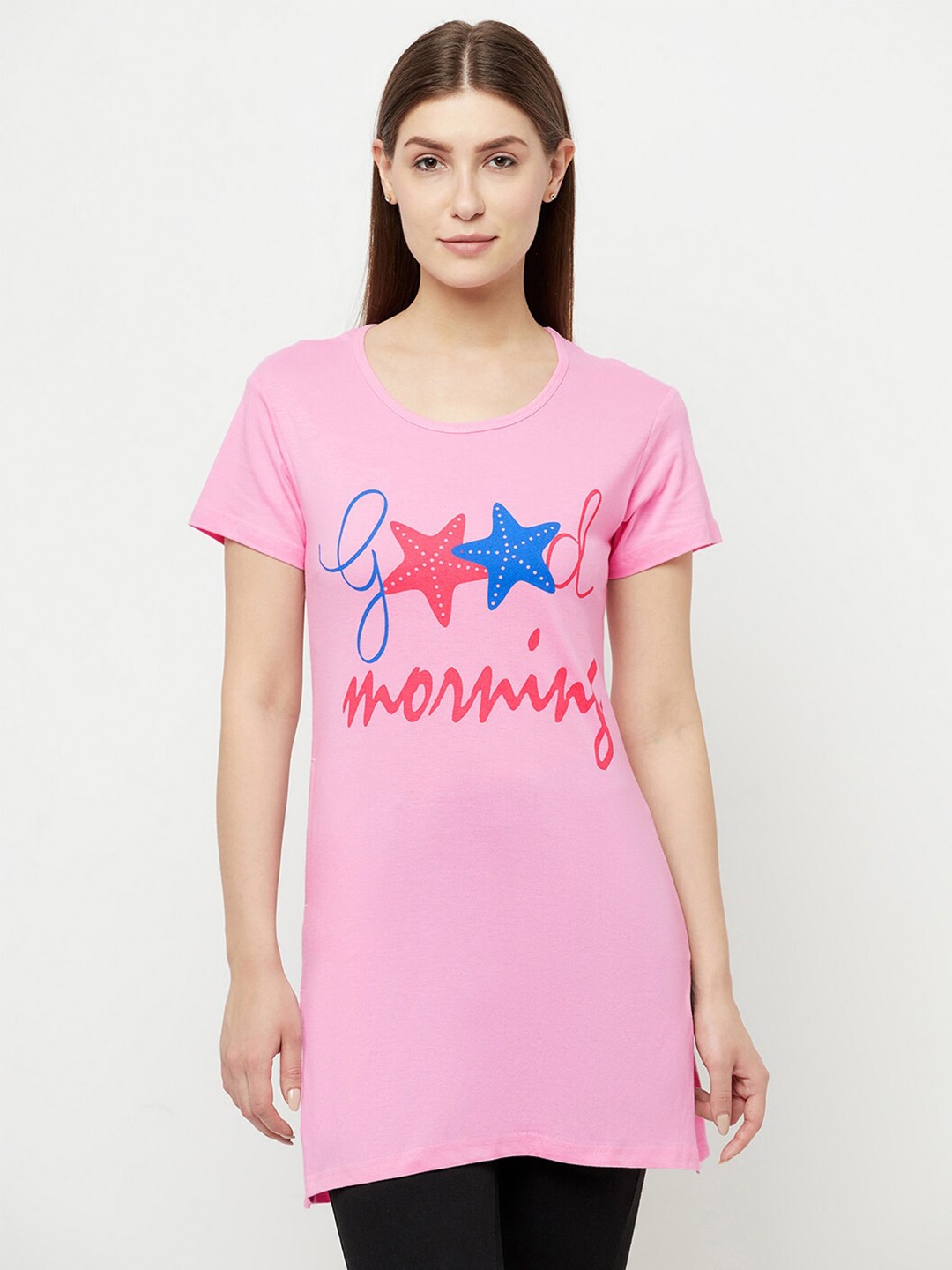 

T.T. Typography Printed Cotton T-shirt, Pink