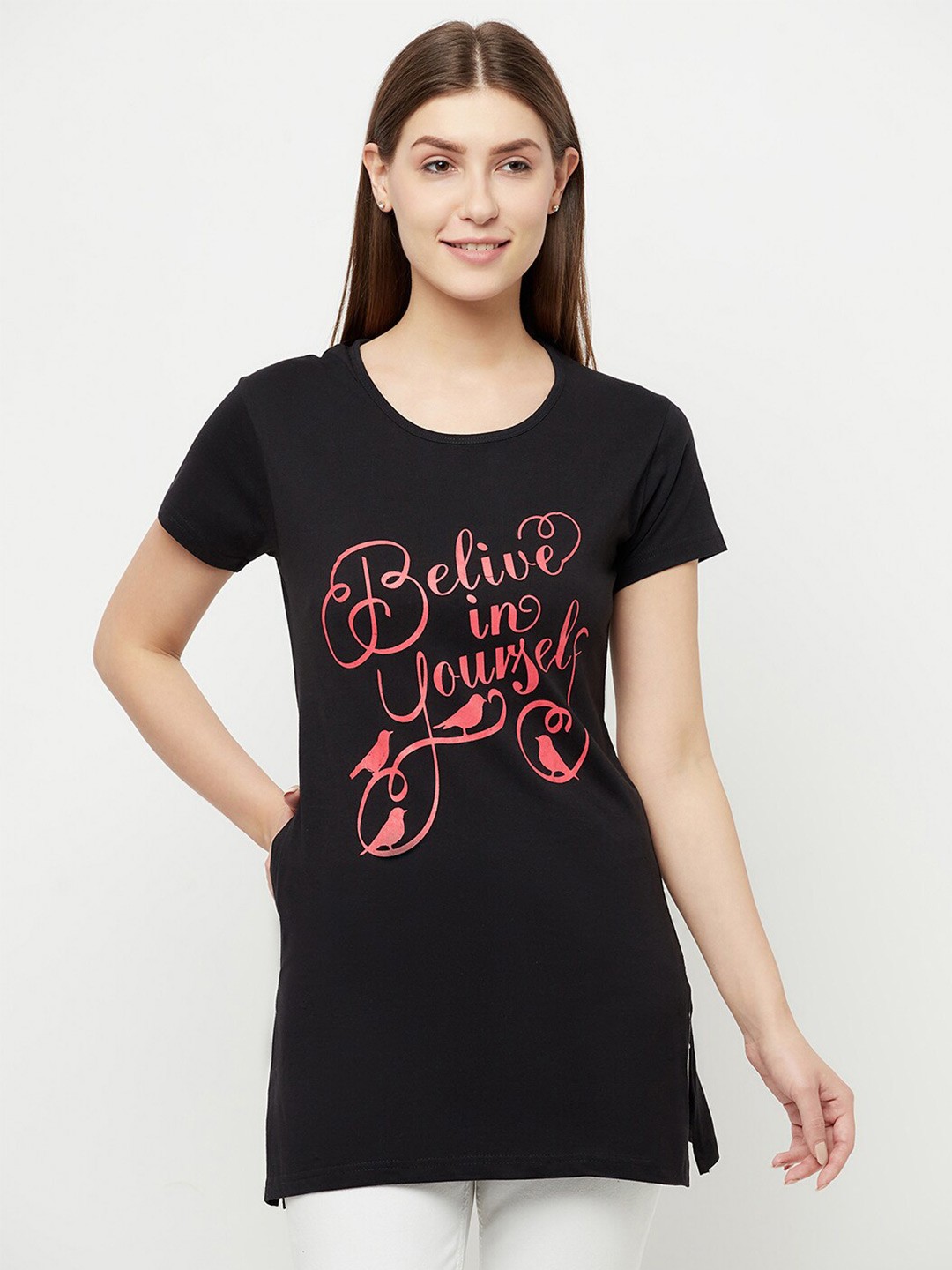 

T.T. Typography Printed Cotton T-shirt, Black
