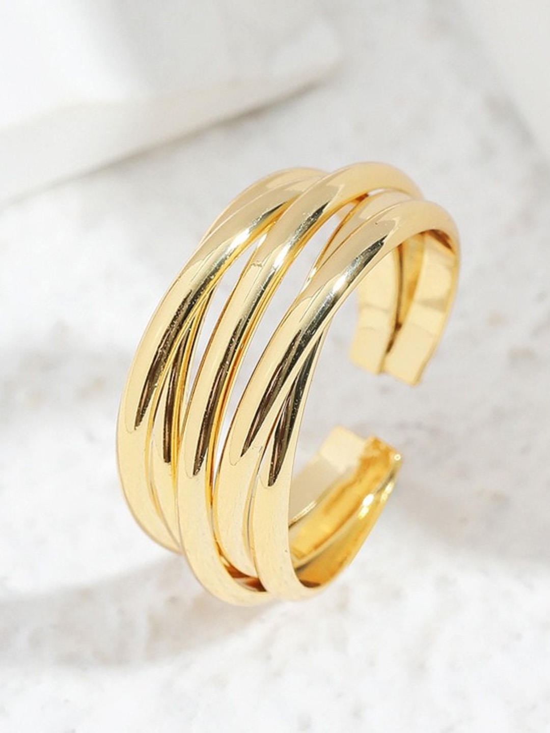 

MYKI Gold-Plated Cubic Zirconia Studded Finger Ring