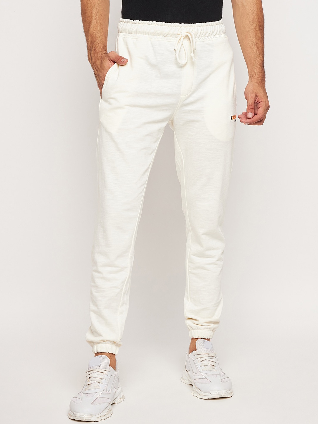 

Club York Men Typography-Detail Cotton Track Pants, Off white
