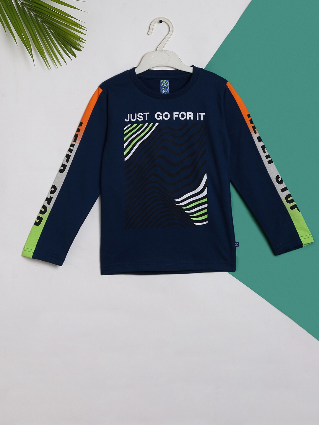 V-Mart Boys Typography Printed T-shirt, Navy blue