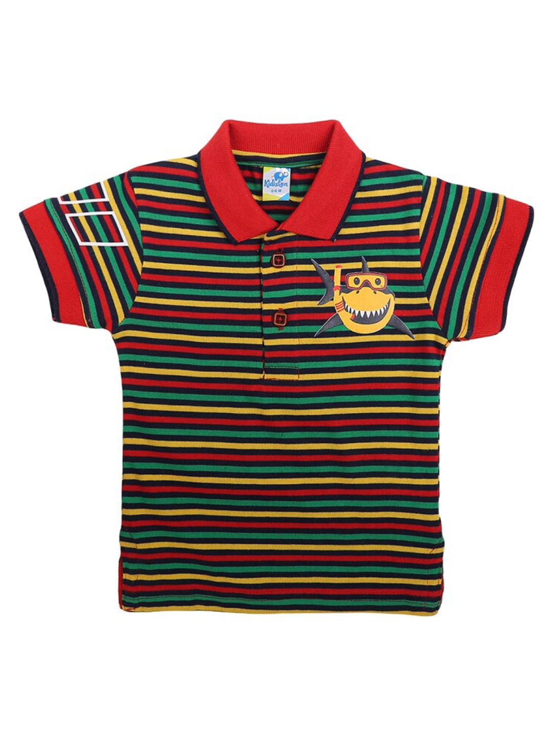 

V-Mart Kids Striped Polo Collar T-shirt, Navy blue