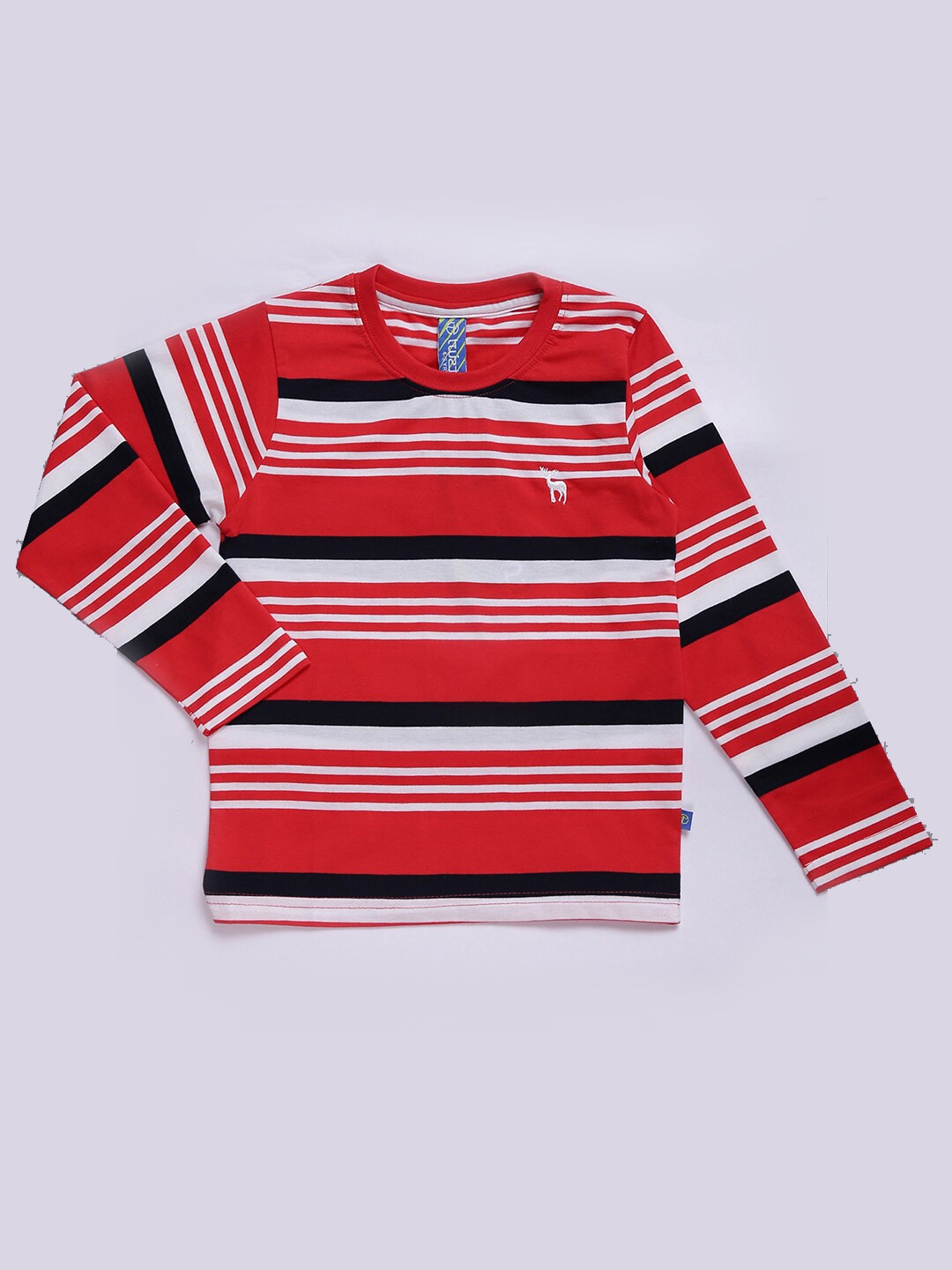 

V-Mart Boys Striped Cotton T-Shirt, Red