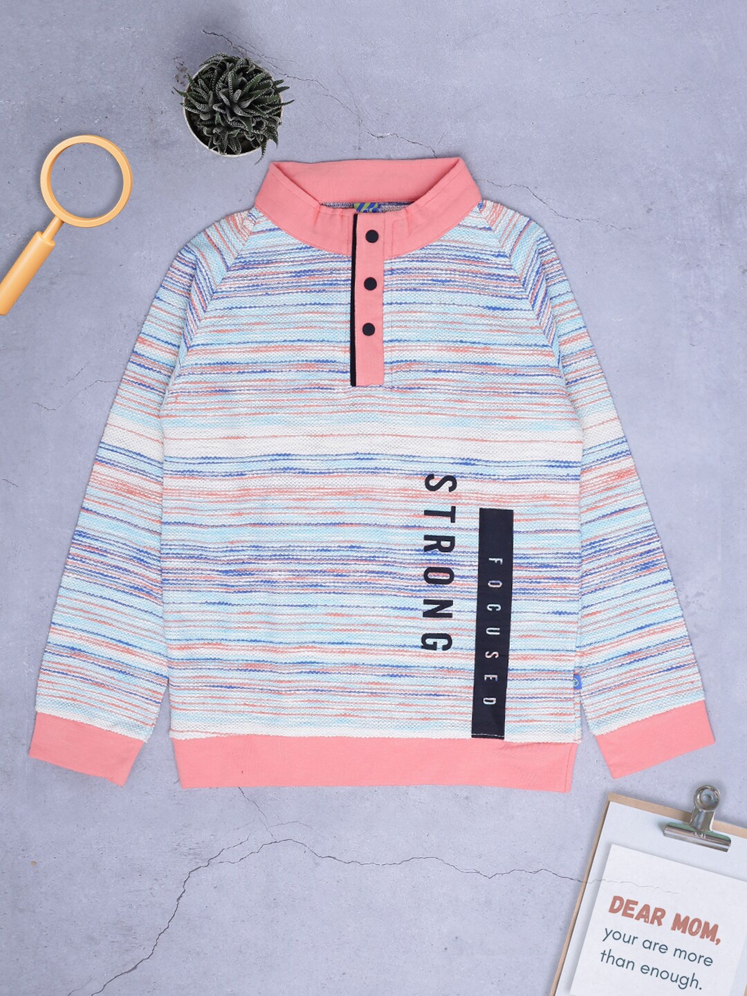 

V-Mart Boys Striped Henley Neck Long Sleeve T-shirt, White