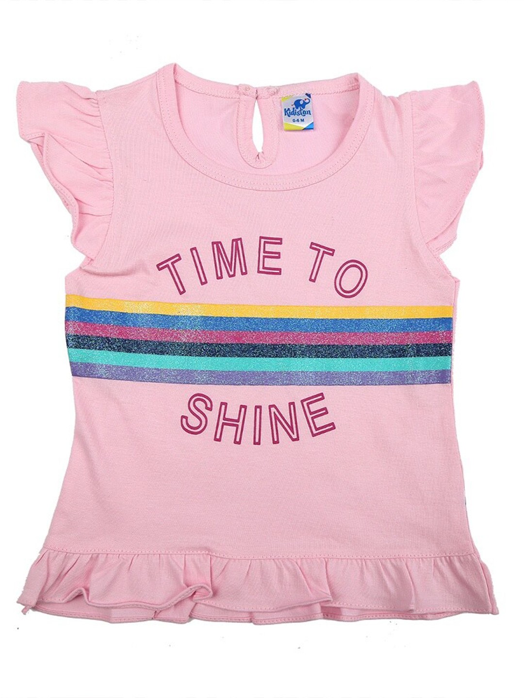 V-Mart Infant Girls Typography Printed Cotton T-Shirt, Pink