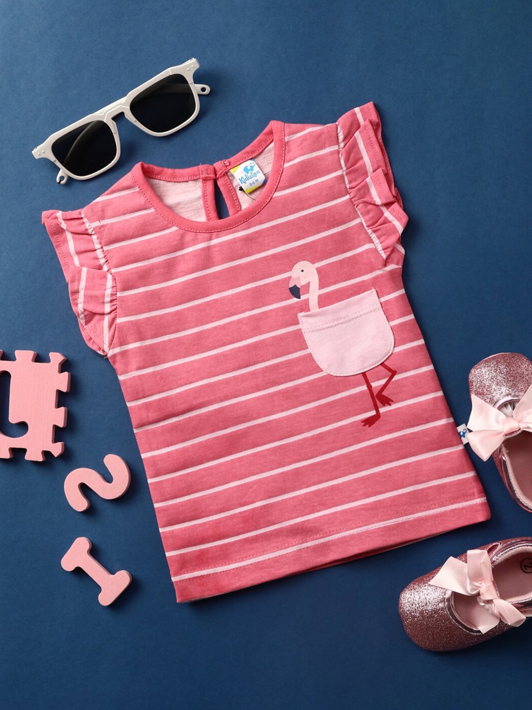 

V-Mart Kids Striped Cotton T-shirt, Pink