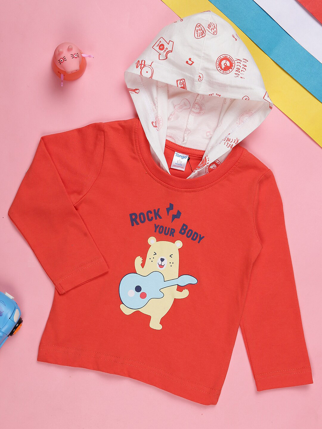 

V-Mart Kids Graphic Printed Hooded T-shirt, Red