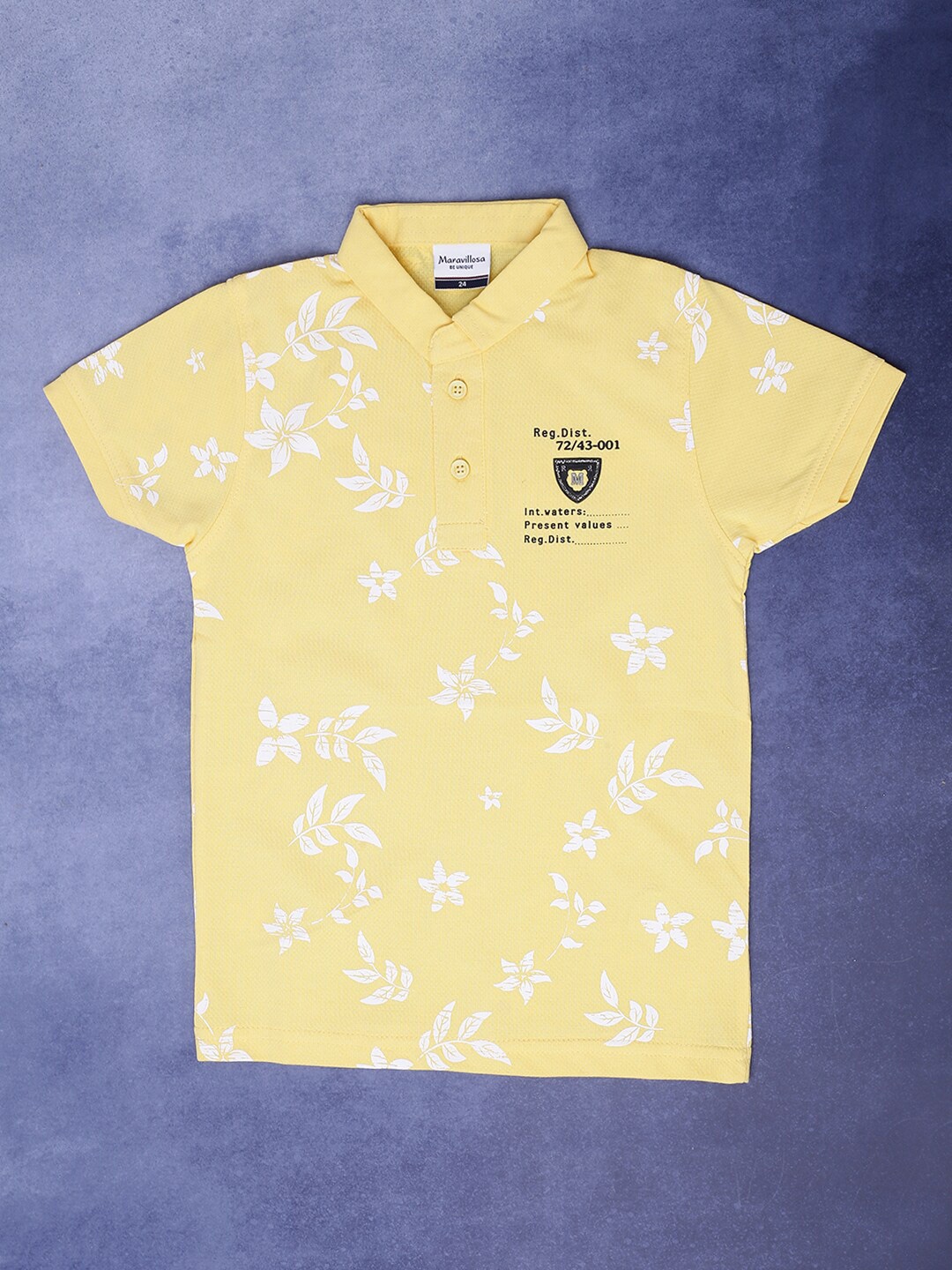 

V-Mart Boys Floral Printed Cotton T-shirt, Yellow