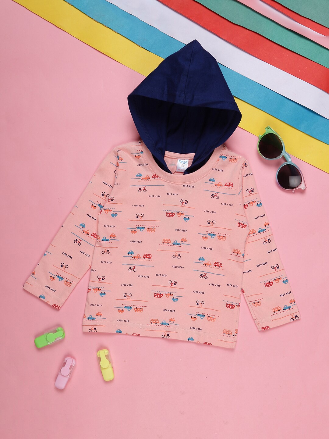 

V-Mart Infants Printed Hooded Cotton T-shirt, Pink